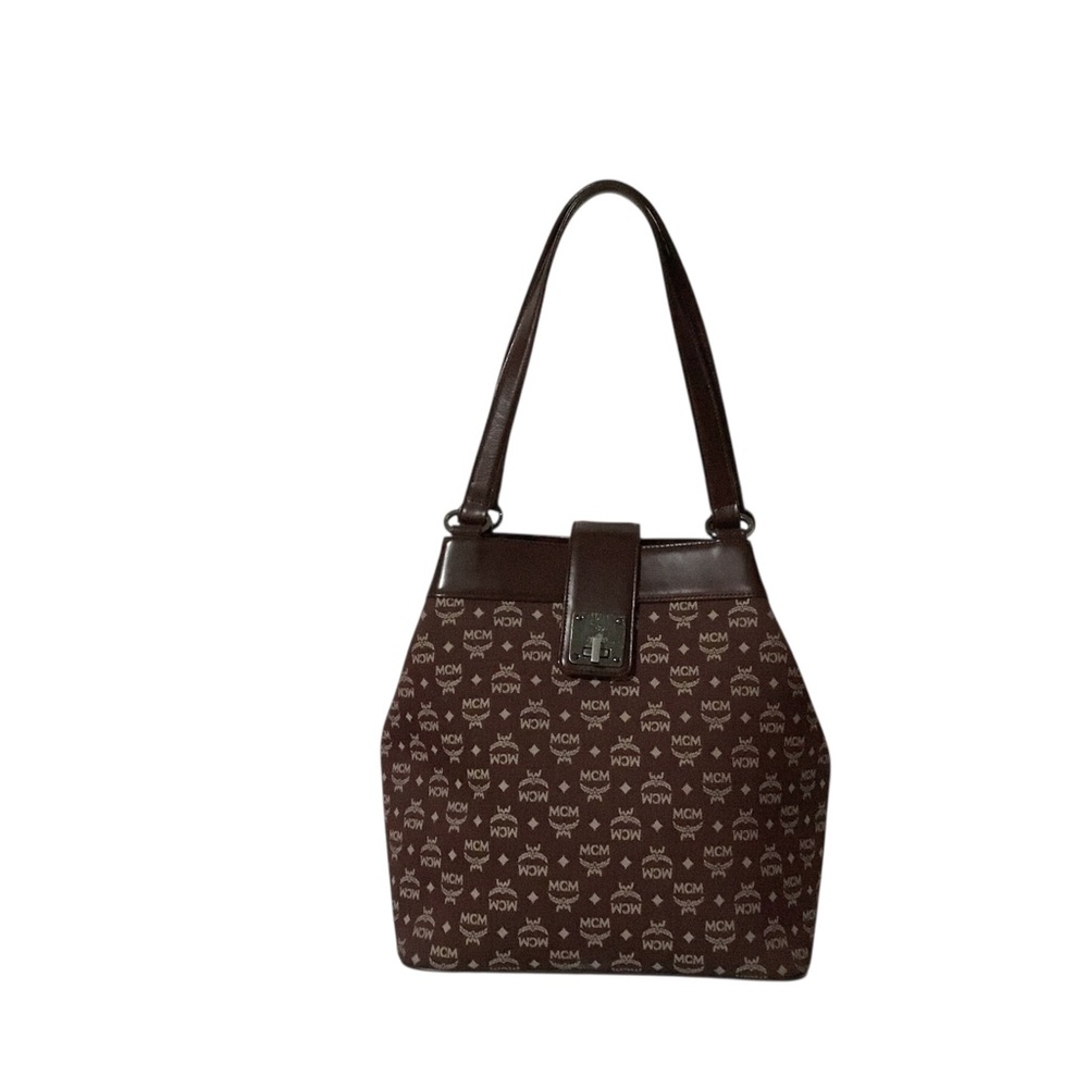 MCM Vintage Maroon Monogram Shoulder Bag